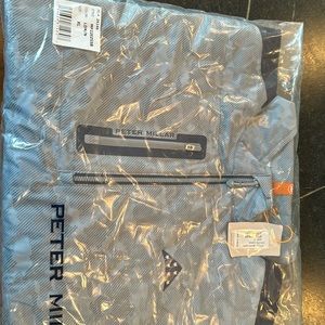 Peter Millar Men’s Grey/ Dark blue crown sport 1/4 zip folds of honor XL